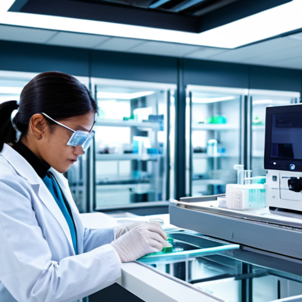 A cutting-edge 3D bioprinter actively constructing a complex bio-engineered organoid, showcasing delicate layers of bio-ink forming a futuristic tissue structure. The scene is set in a sterile, brightly lit laboratory with advanced scientific equipment. A professional female scientist, fully clothed in a clean lab coat and safety glasses, stands nearby, observing the process with a focused, professional expression. The background features blurred, modern lab stations. Perfect anatomy, correct proportions, natural pose, well-formed hands, proper finger count, safe for work, appropriate content, modest clothing, family-friendly, high-resolution scientific photography, futuristic aesthetic.